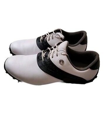 FootJoy Womens Golfing Shoes Lo Pro 93927 White Black Rubber Spikes US Size  M