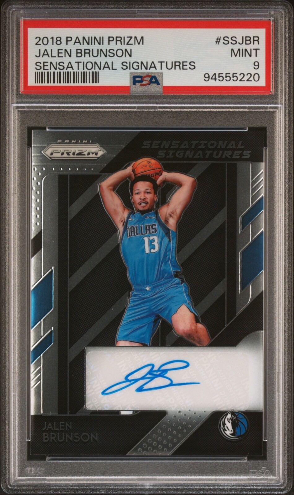 PSA 9 2018-19 Panini Prizm #SS-JBR Jalen Brunson Sensational Signatures RC Auto