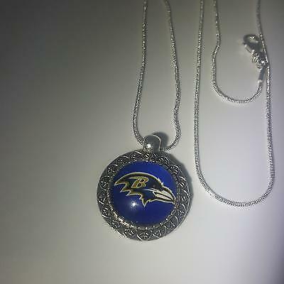 Baltimore Ravens NFL Football Charm & 925 Silver Chain NEW!! - Picture 1 of 5