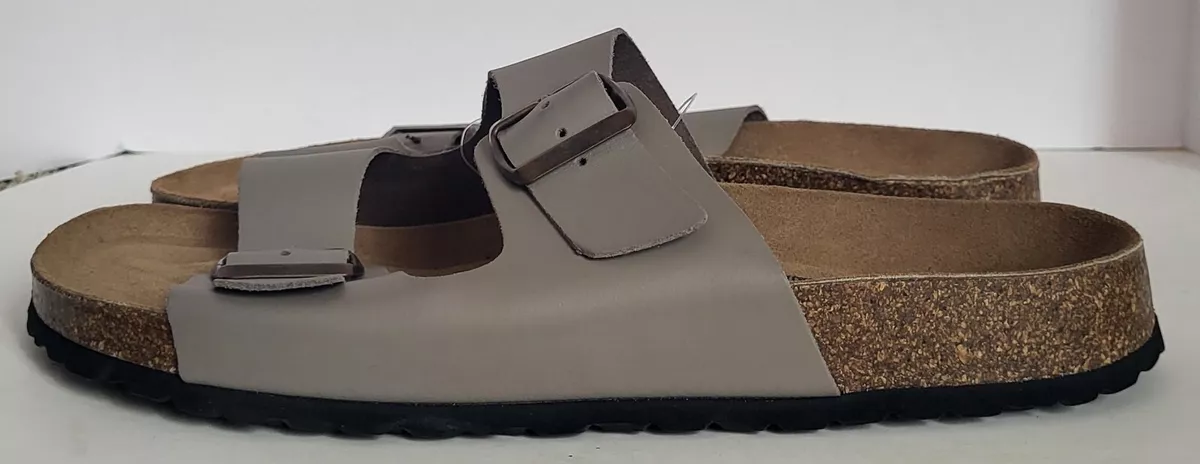 Autenti Made Spain Men Gray Genuine Leather Birkibuc Sandals NEW 10.5 US EU 44