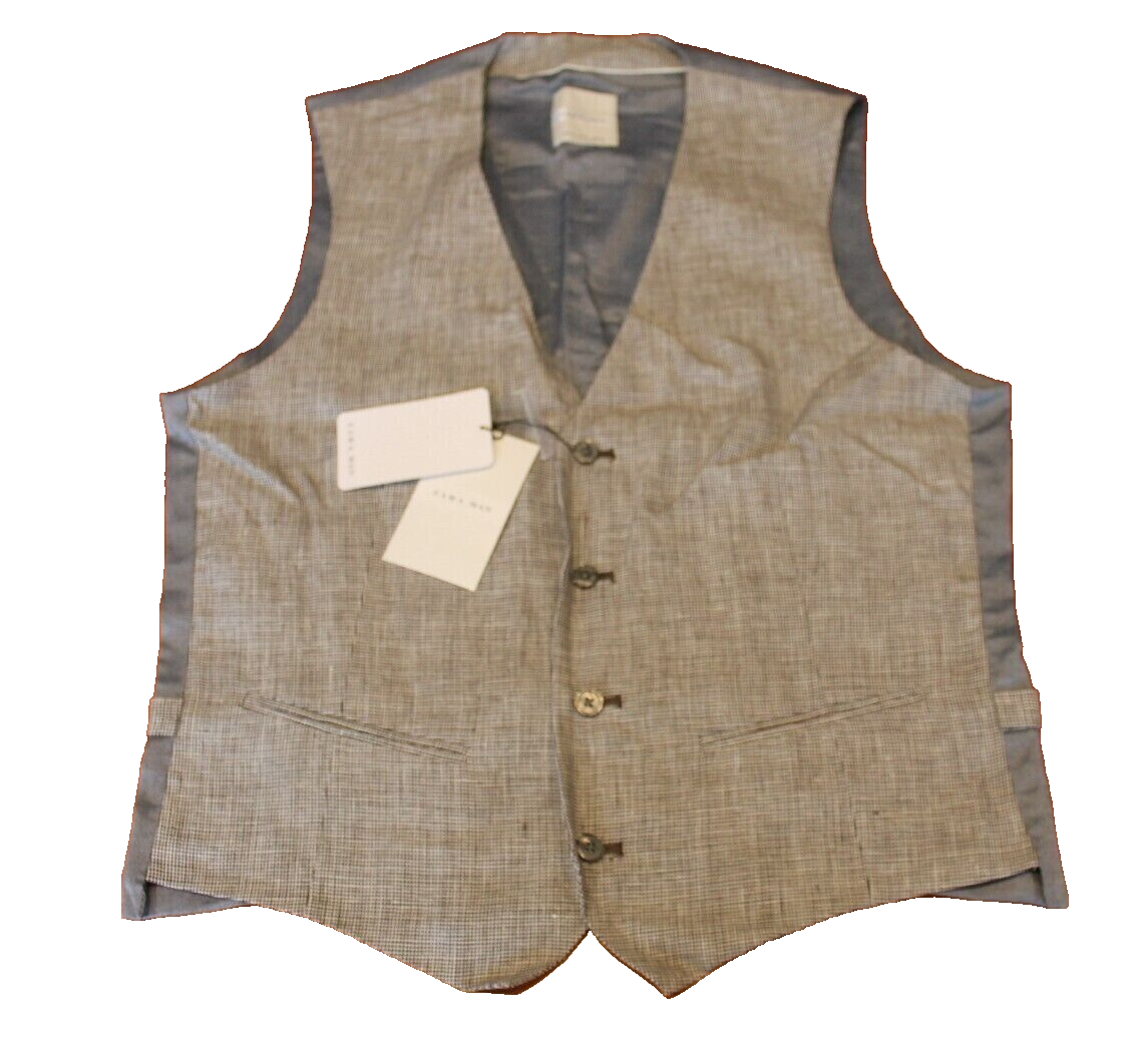 ZARA MAN SUIT LINEN VEST 3642/452 XL NEW WITH TAGS