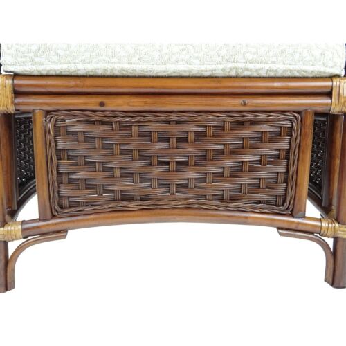 Alexa Ottoman Dark Walnut with Cushion Natural Rattan Wicker Handmade Design - Picture 7 of 8