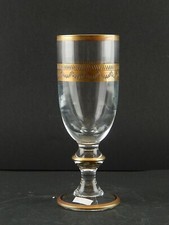 PREZIOSO STILE IMPERO BICCHIERE CALICE FLUTE VETRO SOFFIATO MURANO VENEZIANO ORO