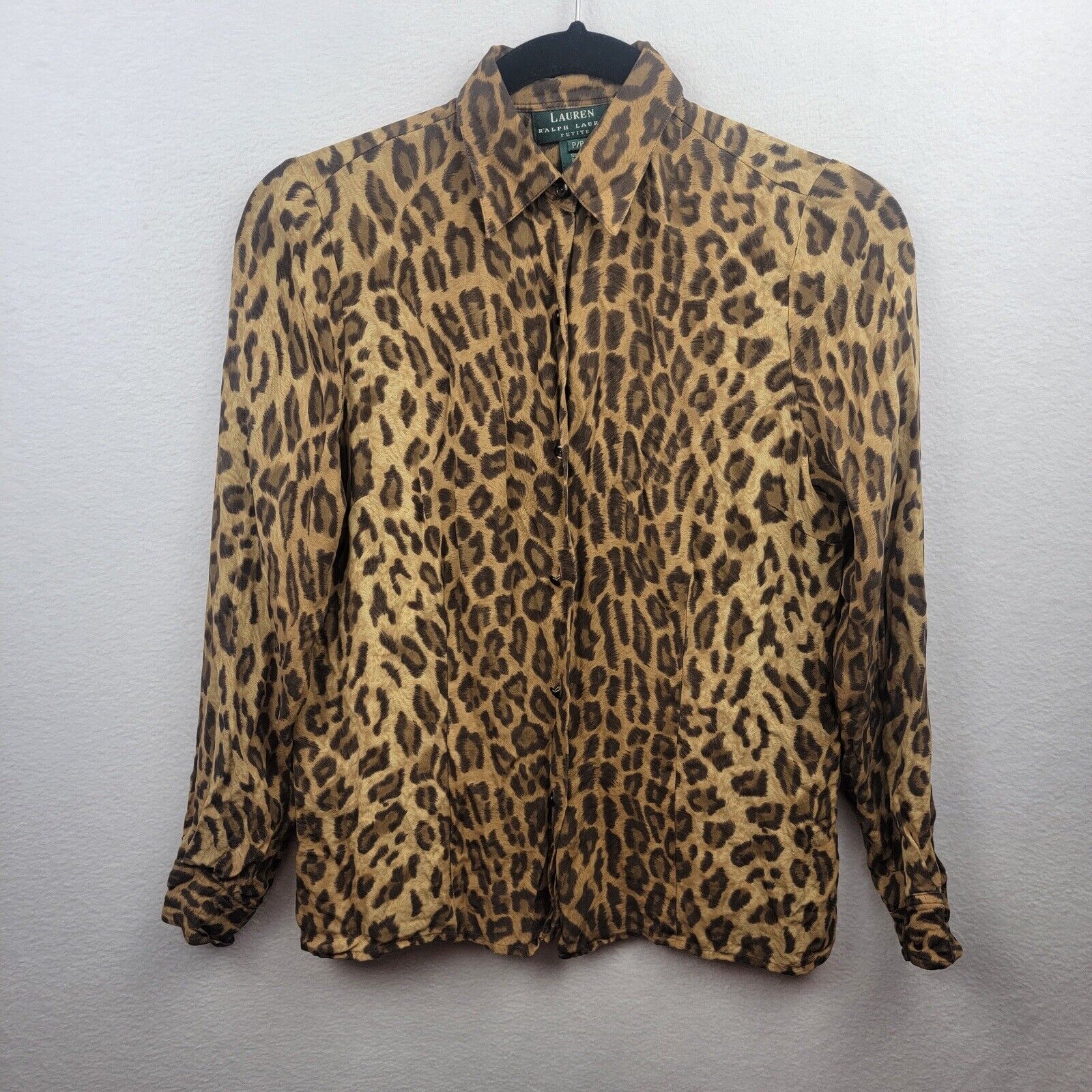 LAUREN RALPH LAUREN Leopard Print Long Sleeve Shirt Size P/P