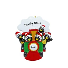 PERSONALIZED Bears on Train - Family of 5 Christmas Ornament Keepsake Gift