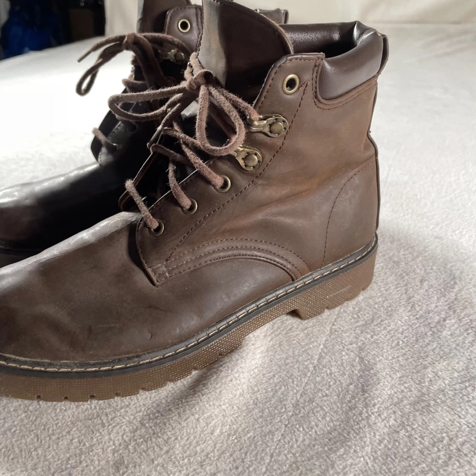 Botas Glory Desteñidas Para Mujer 7 1/2 Cuero Marrón Y2K Grueso Botín Morgan Foto 3 de 4