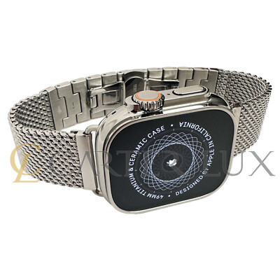 Apple Watch Ultra 2 Spiegel poliert 49 mm & Netz Edelstahl Druckknopfband