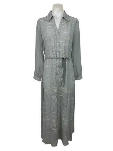 Abito donna Ibiza morbido Dintorni XS grigio ricamato maxi boho trasparente - Foto 2 di 4