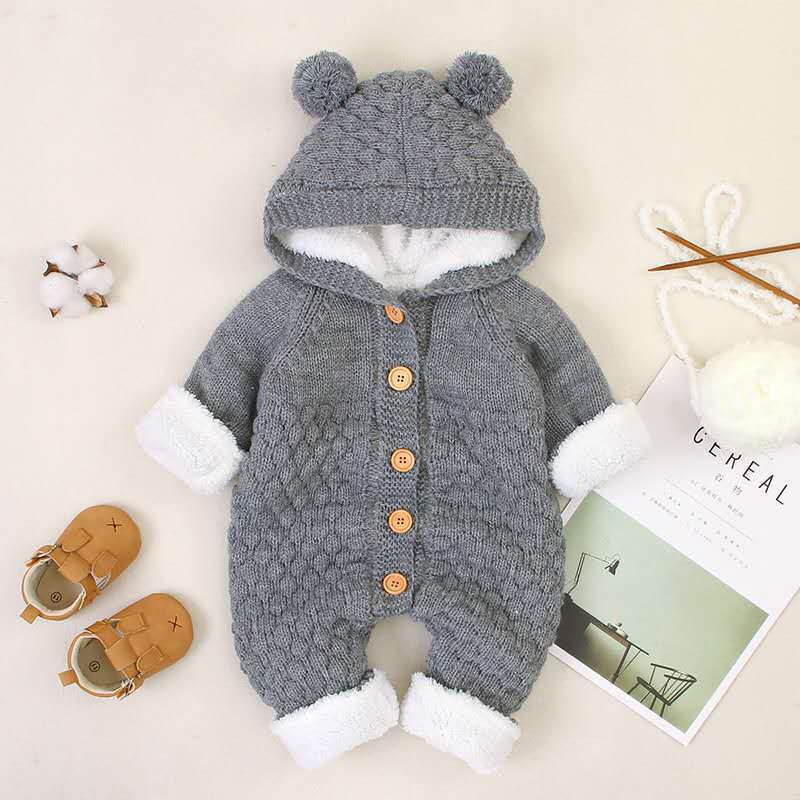 ¡NUEVO! Recién Nacido Bebé Niño Niña Mameluco Mono Conjunto Tejido Suéter Ropa de Felpa
