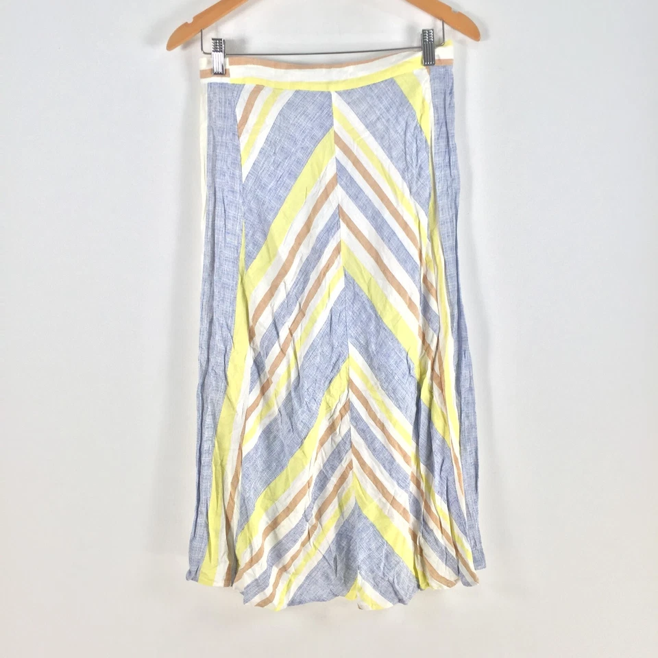 Falda Mango Mujer S Pequeña Multicolor Rayas Acampanada Viscosa Algodón 083804 Foto 3 de 4