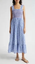 MILLE Garden Midi Dress Size L Condesa Floral, Cotton, NEW NWT, MSRP $423