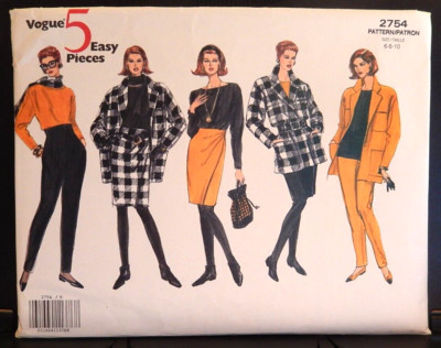 Vogue Patterns 2754 Vogue 5 Easy Pieces size 6-8-10 uncut