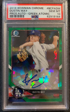 2018 Bowman Chrome Dustin May Green Atomic Auto Refractor #/99 PSA 10