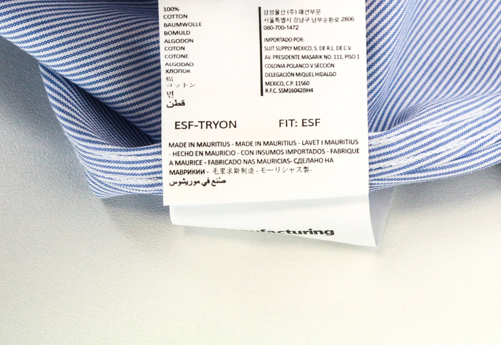 Suitsupply Herren Hemd 407/15 3/4L Extra Slim Fit Formelle Blaue