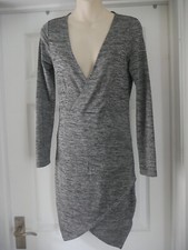 Silver Divided Dress Ladies Size 10 Sexy Stretchy Evening Party Long Sleeve