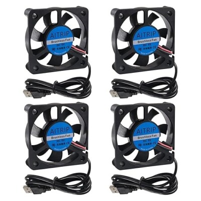 AITRIP 4PCS 5010 5V USB 50mm Lüfter 5V USB Brushless DC Lüfter, 4er Pack Geschwi