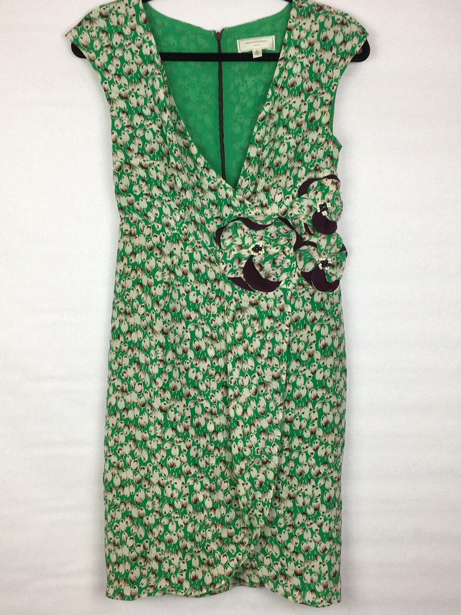 moulinette soeurs green dress Moulinette Soeurs Women's Size 0 Dress Green Floral Sleeveless FlowerBead Detail