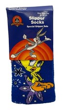 Looney Tunes Tweety Slipper Socks Gripper Sole Blue One Size Fits 6 - 8.5