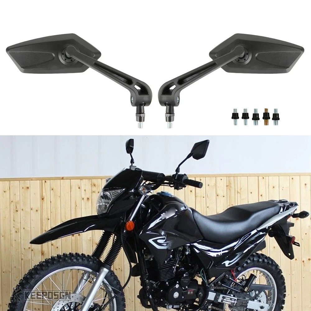 Pair Motorcycle Side Mirrors Rearview Black For Hawk 150cc 250cc 450cc Dirt Bike