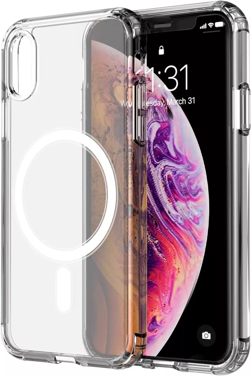 amCase iPhone Xs Max 6.5 Clear Case Built-in Magnets Compatible with  MagSafe