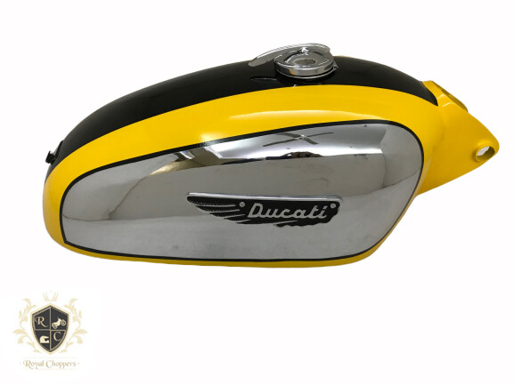 Adatto per Ducati 350Cc Scrambler Cromato Giallo Nero Serbatoio Benzina + Tappo
