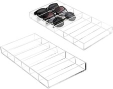 Clear Acrylic Sunglass Holder Display Tray, Drawer Organizer Storage, Set of 2