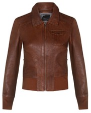Ladies Tan Brown Leather Bomber Jacket Genuine Leather Ma-1 Varsity Retro Jacket