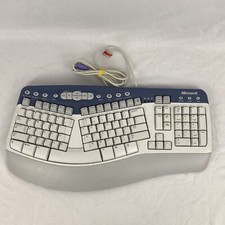 VINTAGE Microsoft Natural MultiMedia Keyboard 1.0A Ergonomic RT9470 PS/2 Grey