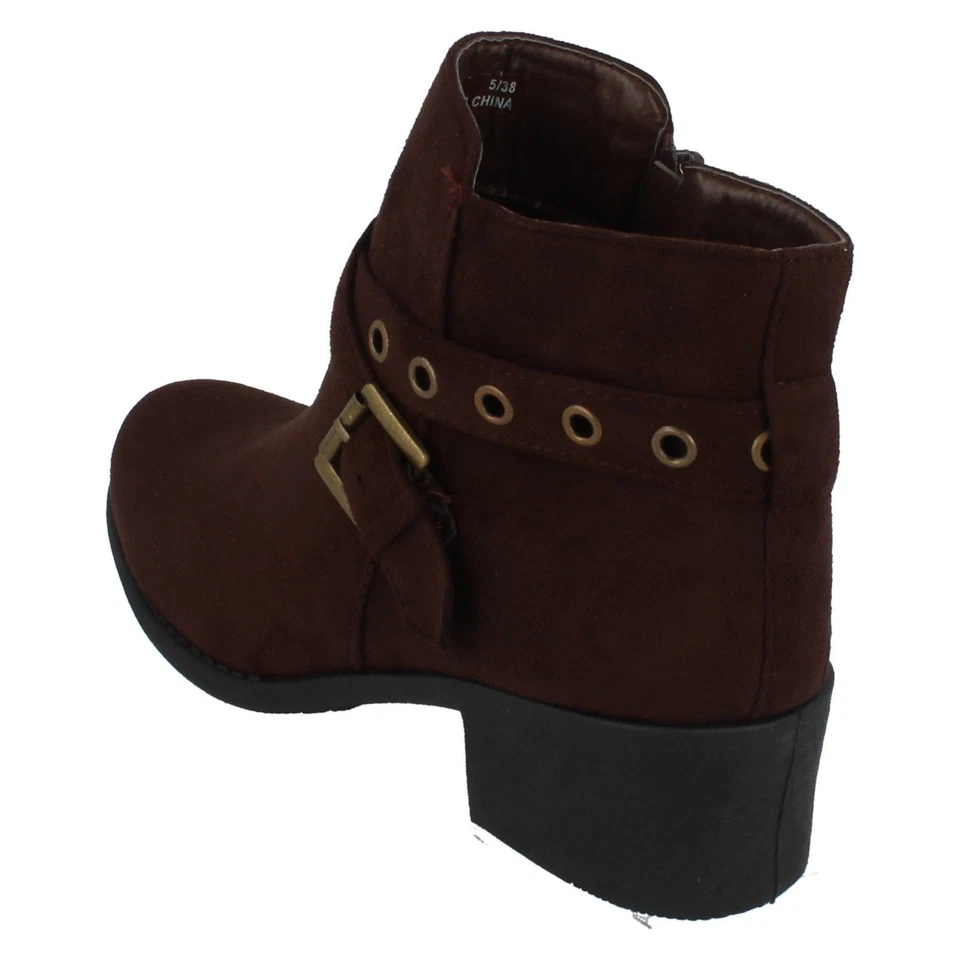 Mujer Marrón Spot On con Tacón Tobillo Botas de Invierno F4R416 - Imagen 4 de 4