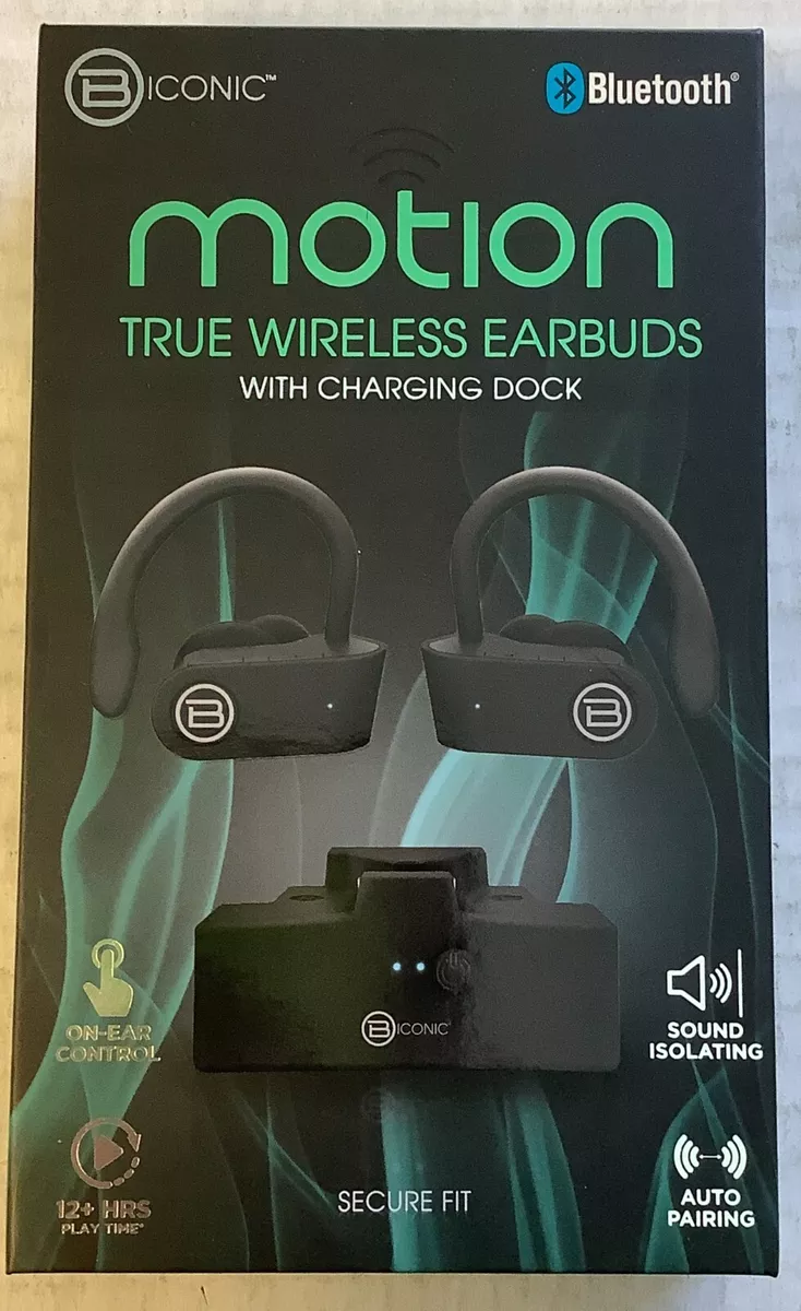 Biconic Wireless Earbuds With Charging Dock Built in Mic 12hr