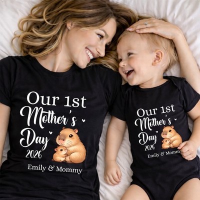 Personalized Our First Mothers Day Mom And Baby Shirt, Mommy and Me Outfits