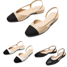 Women Square Cap Toe Low Heel Dress Shoes Lightweight Slingback Flat Shoes