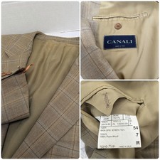 Canali Beige Plaid Blazer Sportcoat Jacket 100 Pure New Wool Size 44 Italian 54
