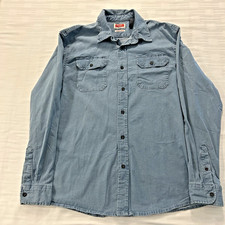 Wrangler Flex for Comfort Men's Blue Long Sleeve Button-Up Shirt Size L Pockets