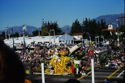 c1980's Kodachrome 35mm Slide, Turtle Sombrero Parade Float, California Crowd