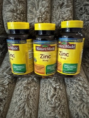 3X Nature Made Zinc, 30mg Dietary Supplement - 100 Tablets 12/28