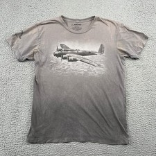 Boeing B-17 T-Shirt Men L Gray Flying Fortress Graphic Tee Short Sleeve USA Made