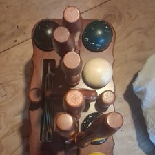 Wooden Croquet Set with Mallets, Balls, and Equipment Storage Rack