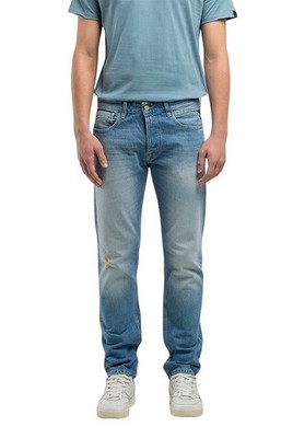 Replay Herren Jeans Grover MA972X Straight Denim Hose Blau Destroyed Button Fly