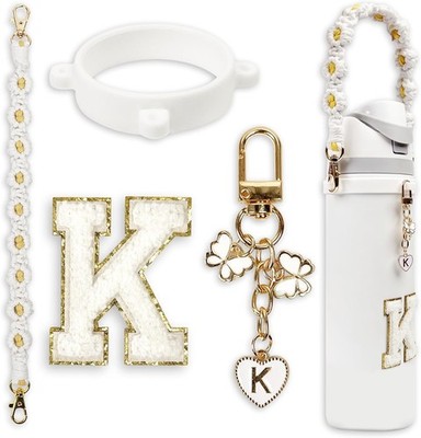 Cute Letter Charm Set for Owala Water Bottles, Includes Handle Strap, Accessorie