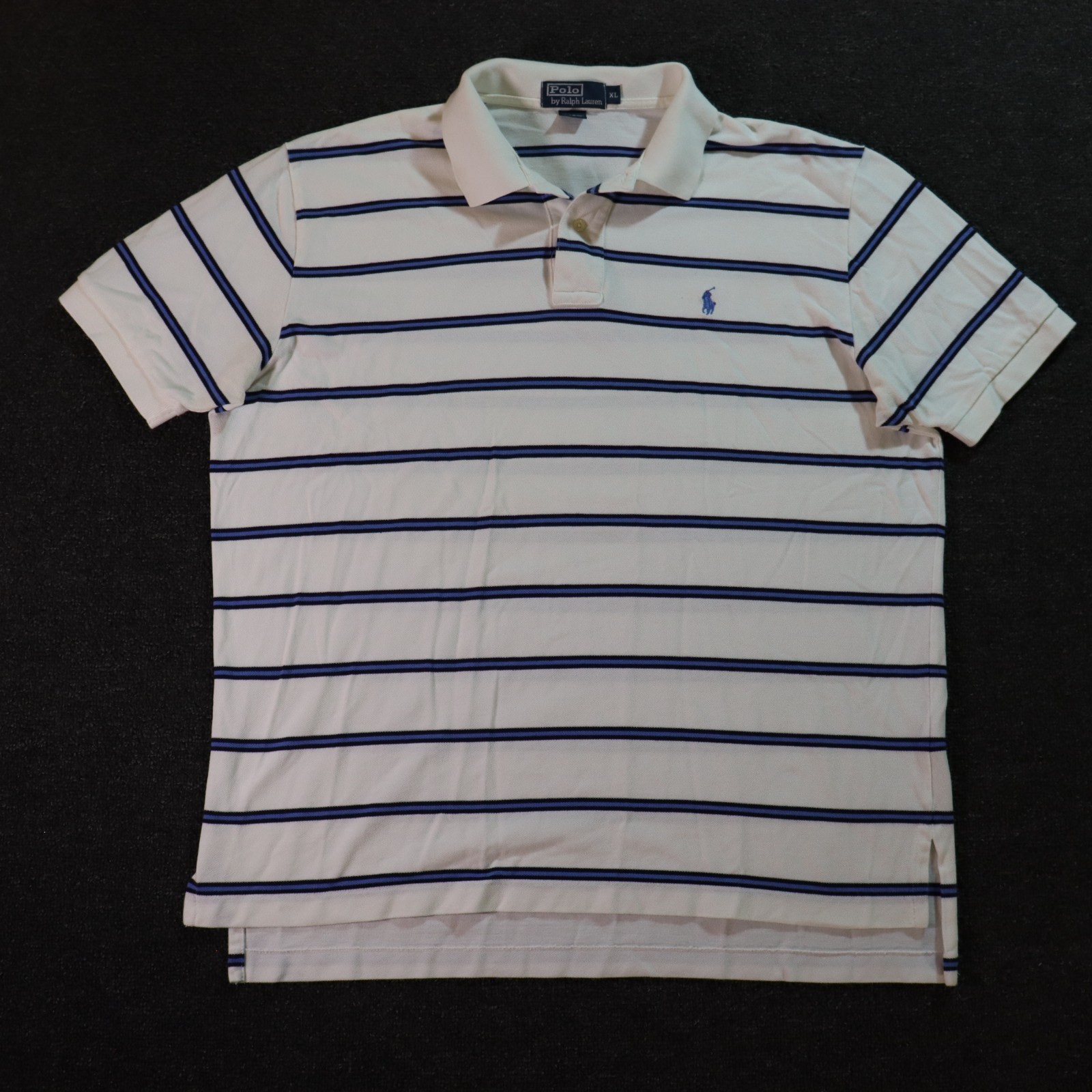 Polo by Ralph Lauren Mens XL White Polo Shirt Striped Vintage Preppy Golf Cotton