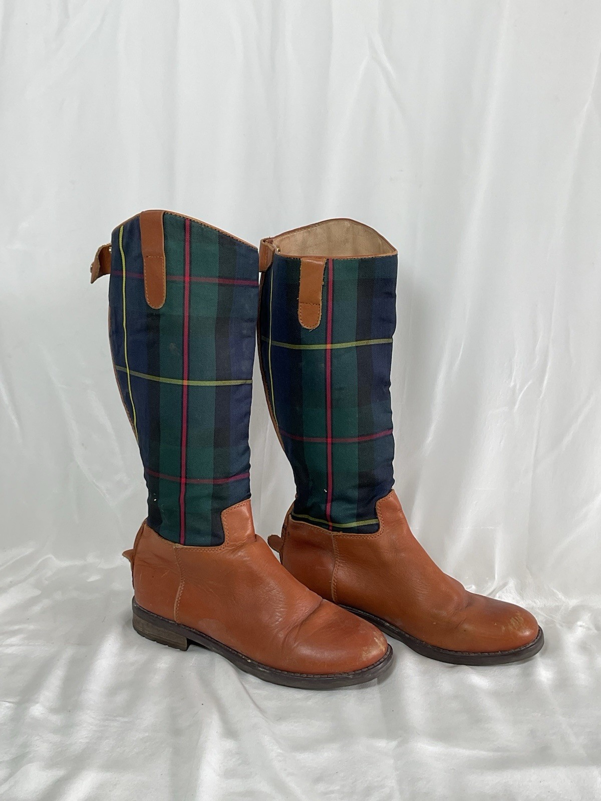 RALPH LAUREN women’s Riding Boots Style  Featuring A Plaid Canvas Upper In Green thumbnail 2