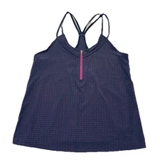 Lija Tank Women's Small Flowy Zip Active Tank Top Perforated Double Strap