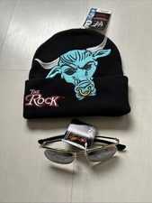 Vintage Official 2000 WWF The Rock Dwayne Johnson Beanie WWE AviatorSunglasses