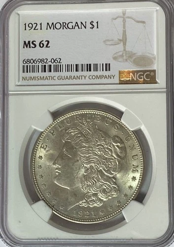 1921 $1 Morgan Silver Dollar MS62 NGC Uncirculated Philadelphia