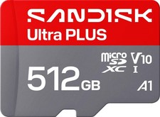 SANDISK - 512GB Ultra PLUS microSD UHS-I Memory Card, Read Speeds up to 200MB/s