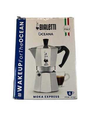 Bialetti Oceana Moka Express 6 Cup 270ml Silver Aluminum Stovetop Espresso Maker