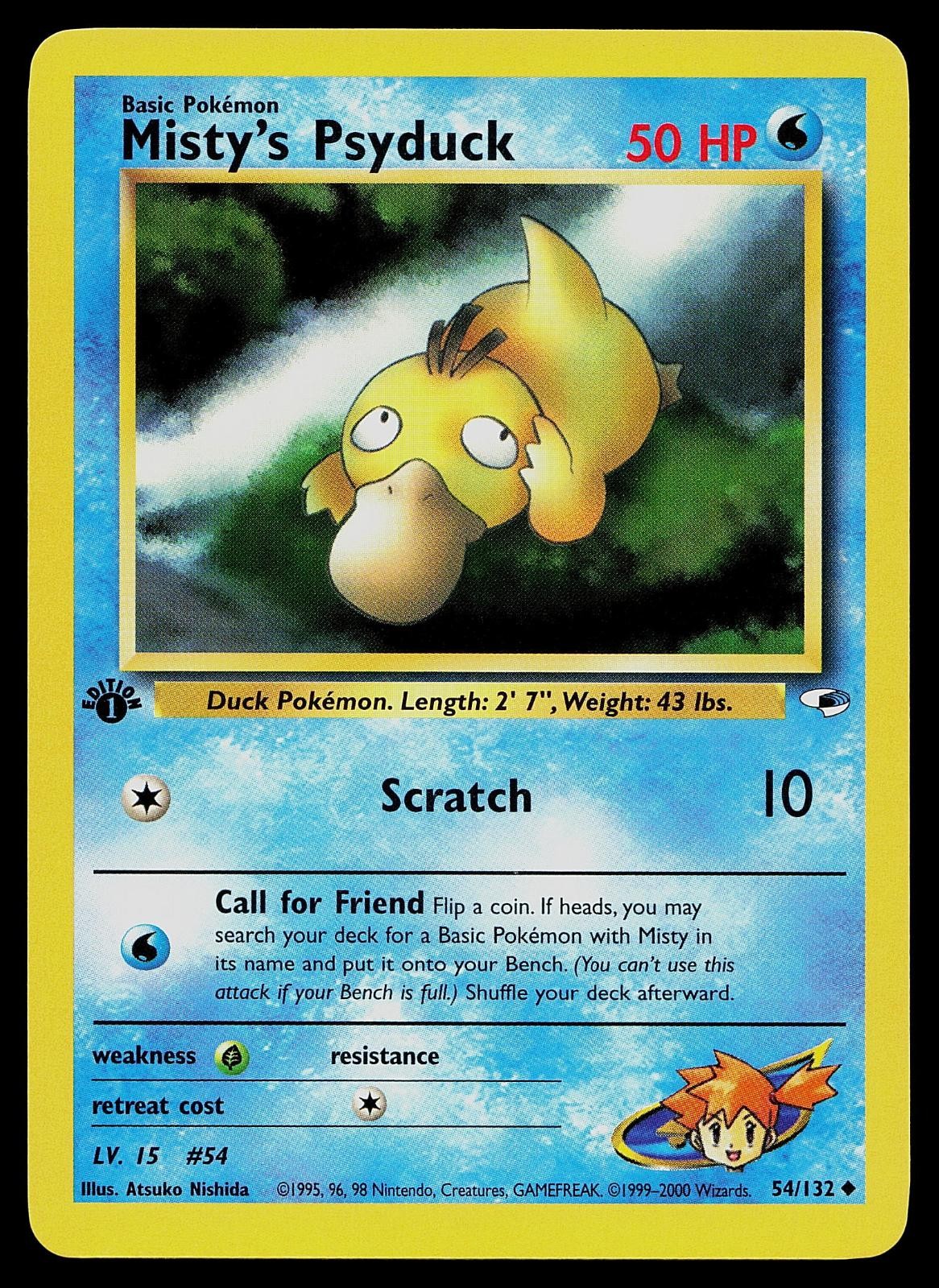 Pokemon Card - Misty's Psyduck Gym Heroes 54/132 1st Edition Uncommon