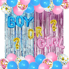 Gender Reveal Party Supplies Kit, Pink and Blue Balloons , Boy or Girl Foil Ball