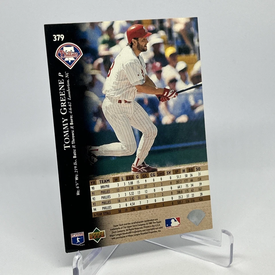 Tommy Greene 1995 Upper Deck #379 — Philadelphia Phillies EX - Image 4 of 4